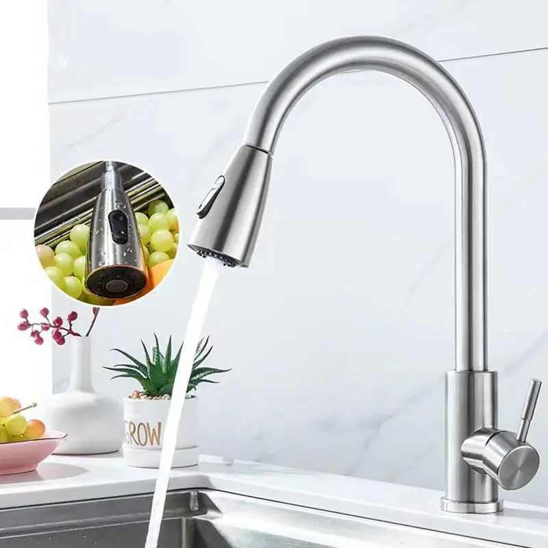 Pull Out Kitchen Faucet Cold Water Sink Faucet 360 Degree Rotatable Kitchen Faucet Sprayer Head Attachment Kitchen Tap Head