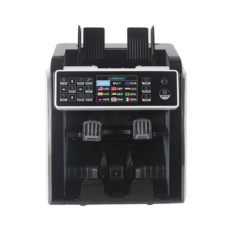 Счетчик значения купюр Счетчик банкнот Машина для подсчета наличных Счетчики банкнот AL-950 CIS Многофункциональный сортировщик валют Смешанное значение Двух карманов
