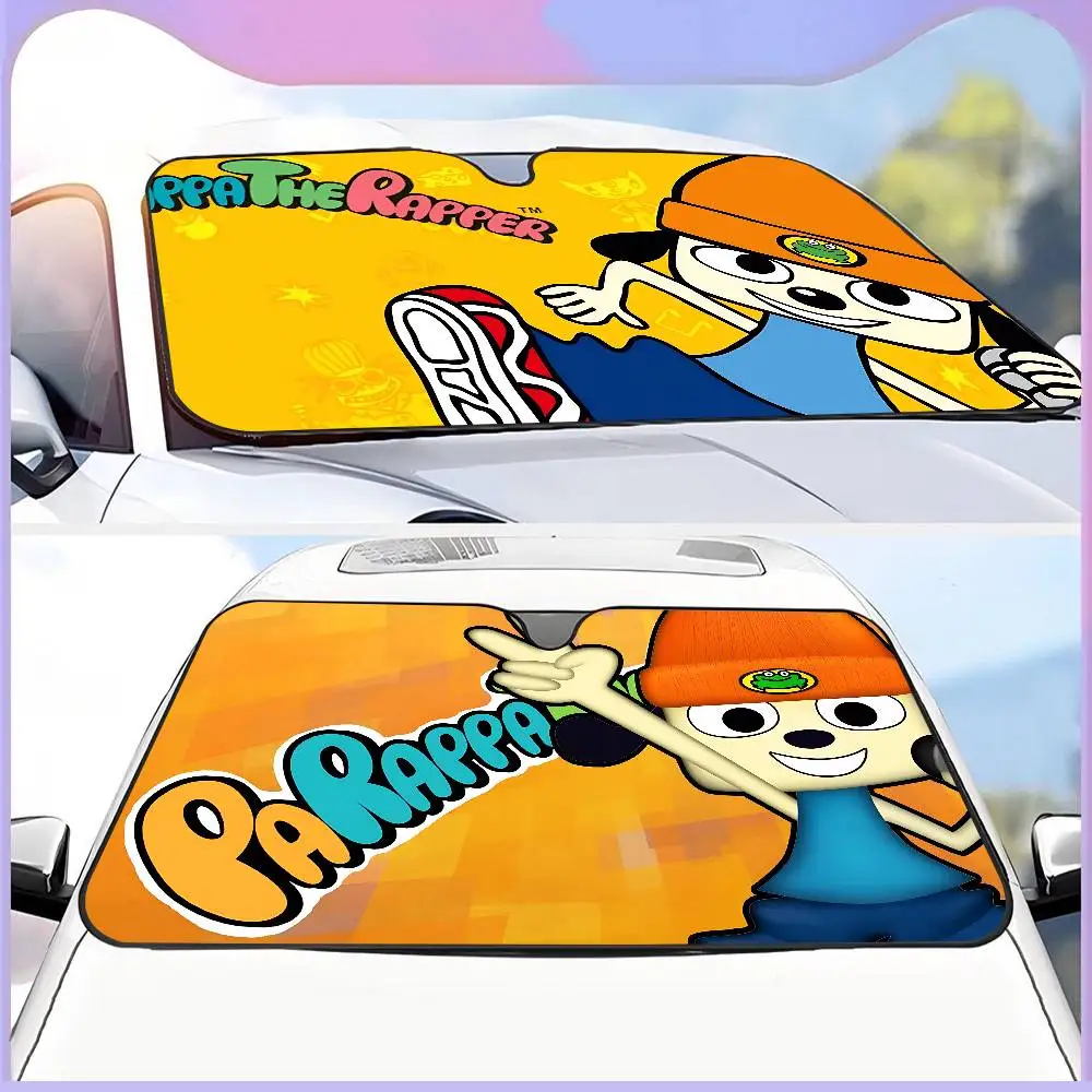 Jogo clássico p-parappa t-the r-raper carro sol sombra pára-brisa chocado janela dianteira do carro toldos capa manter o veículo legal uv