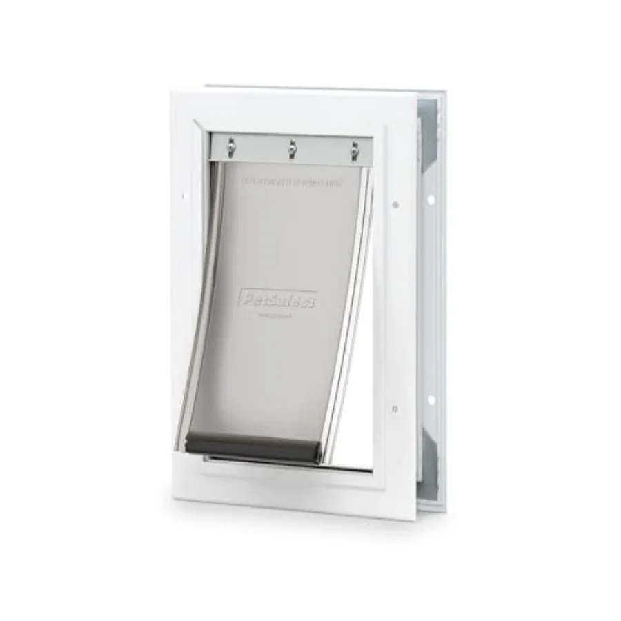 

Freedom Aluminum Pet Door for Dogs and Cats, White, Tinted Vinyl Flap, Small