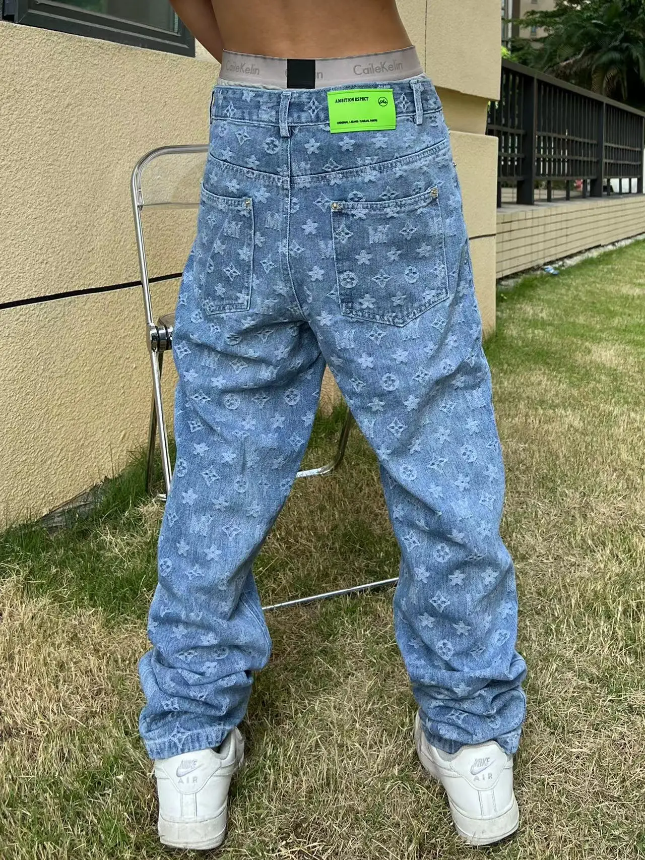 Baggy American Embroidered Jeans Women and Men Spring and Autumn Fashion Brand Street Design Sense Straight Tube Casual