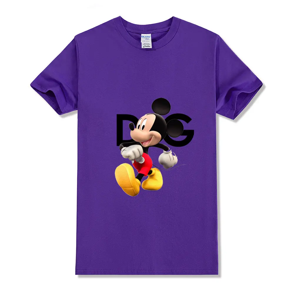 

Summer New Disney Mickey Short sleeved Men's T-shirt Pure Cotton Breathable Casual Shopping Women's T-shirt Brand Couple Style