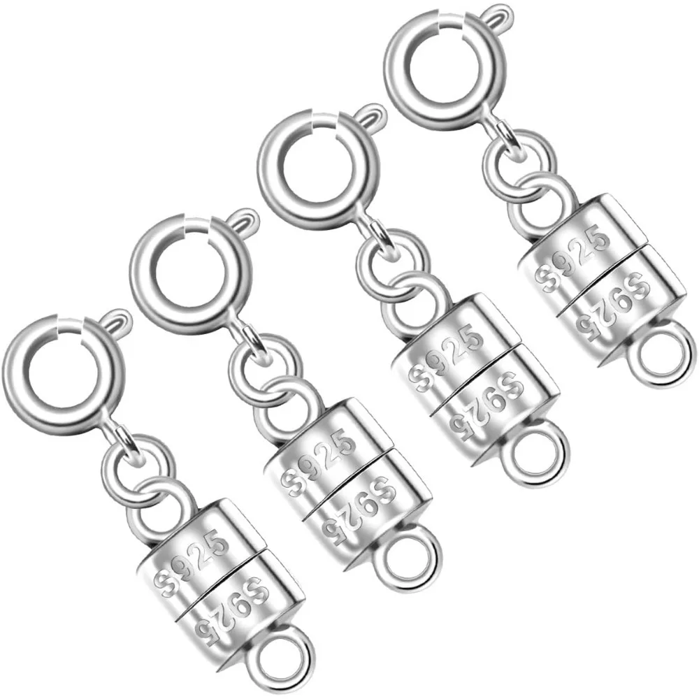 925 Silver Magnetic Necklace Clasps, Magnetic Necklace Clasps and Closures for Bracelet Necklace Extender