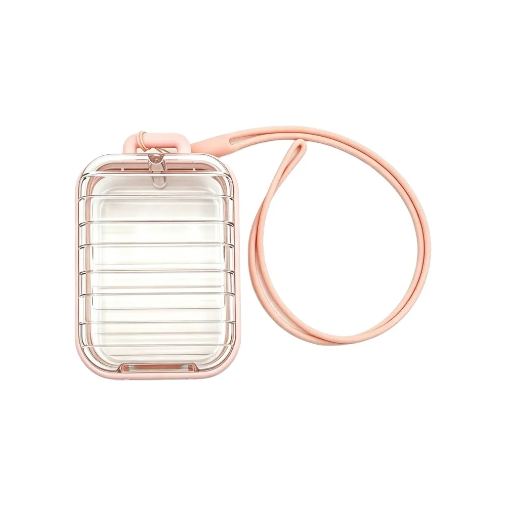 Portable Braces Storage Box Transparent Sealed Denture Retainer Case with Carabiner/Hanging Rope Leak-proof