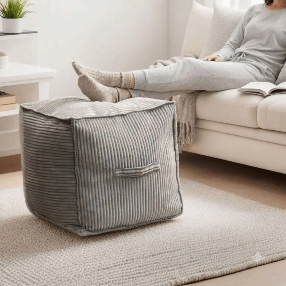 No Filling Seat Cushion Cover Large Capacity Square Sofa Stool Cover Soft Japanese Style Storage Leg Bench Home Decor