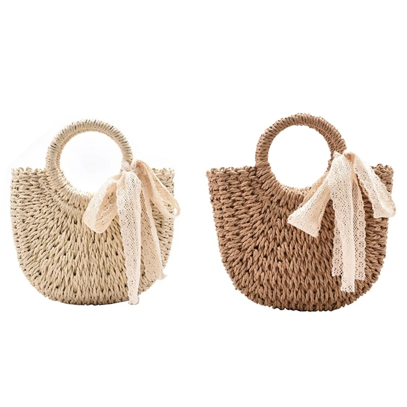 

Hobo Women's Straw Beach Tote Bag Woven Summer Bags Bohemian Vacation Casual Han 066F