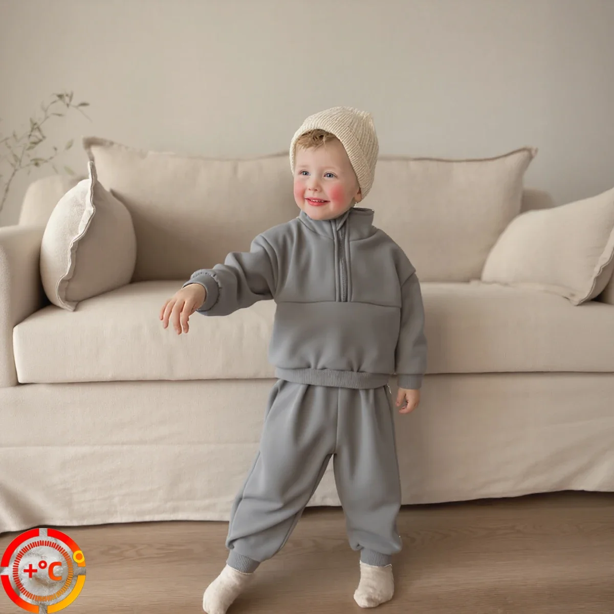 1-3 Years Newborn Baby Boy Comfortable High Neck Clothes Set Long Sleeve Plush Thickened Top+Pant Autumn Winter 2PCS Outfit