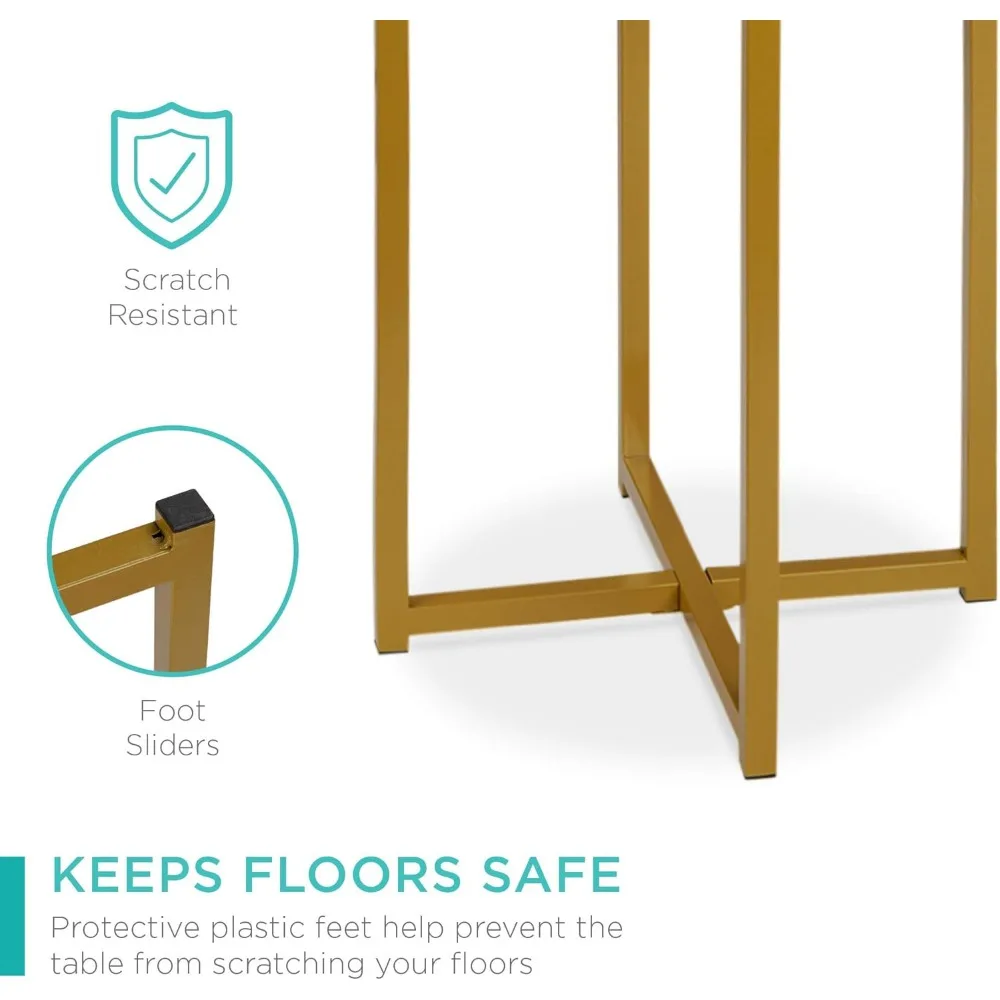 16in Faux Marble Accent Table, Modern End Table, Small Coffee Table Home Decor for Living Room, Dining Room, Tea, Coffee