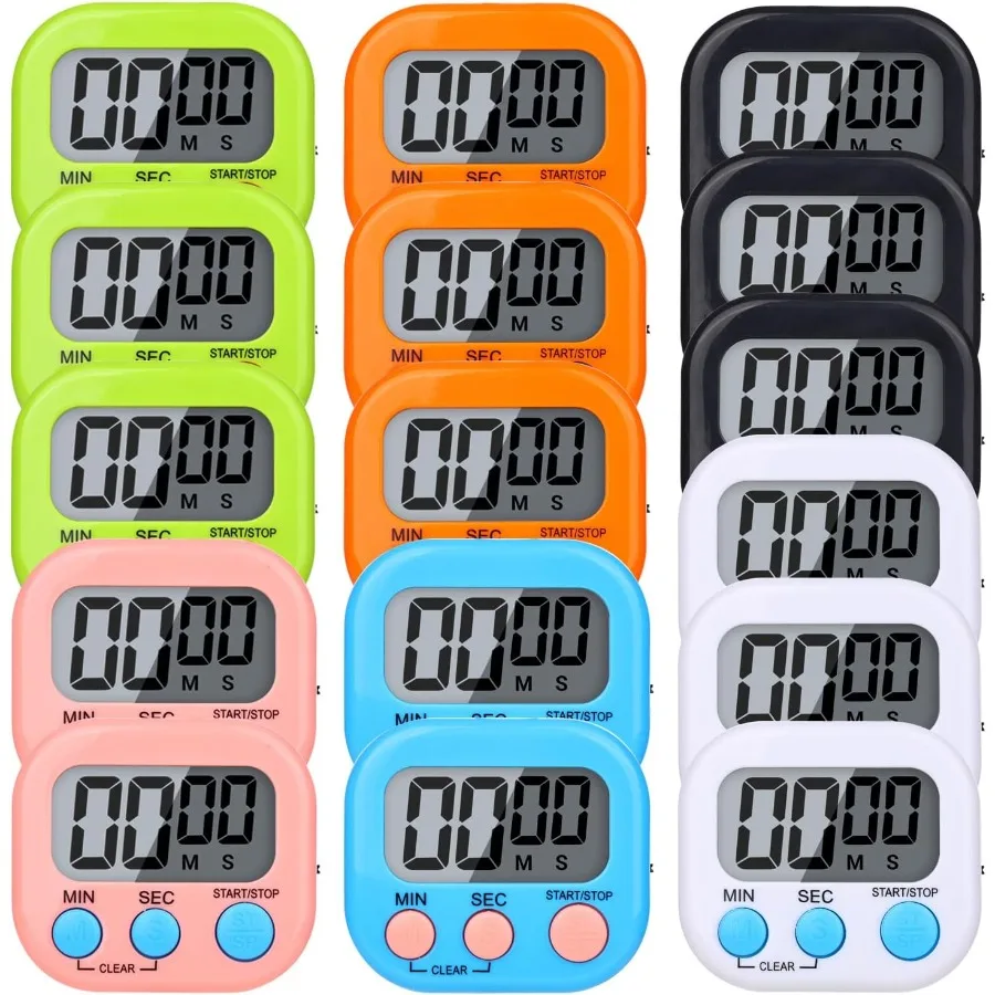 

16 упаковок, цифровой таймер, многофункциональные электронные таймеры для классной комнаты, небольшой магнитный секундомер обратного отсчета, мини-громкая сигнализация, остановка Cl