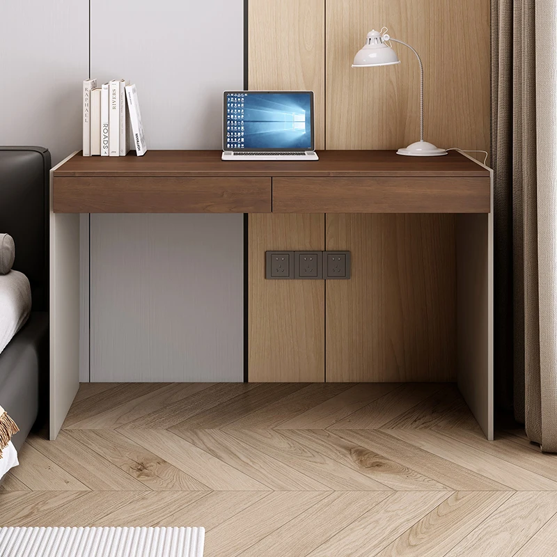 

Italian minimalist desk bedroom small apartment household solid wood makeup table integrated study against the wall office