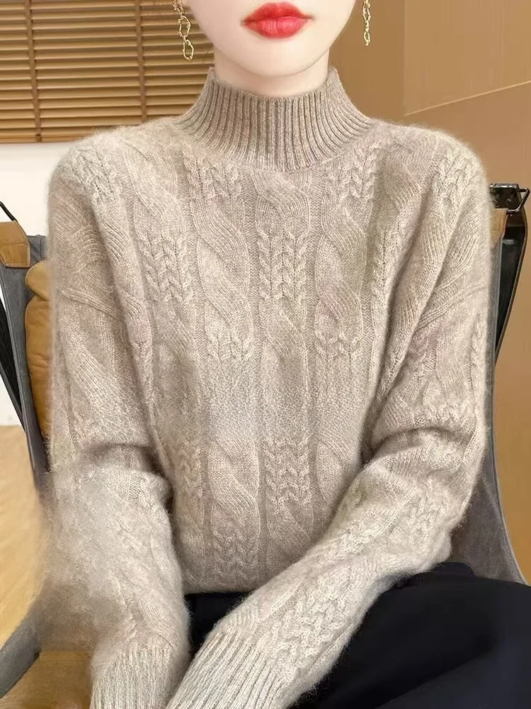 

Thiened Camere Knitted Sweater Women's f High Collar Autumn Winter New Sle Slim Fit Inner Wear Woolen Sweater