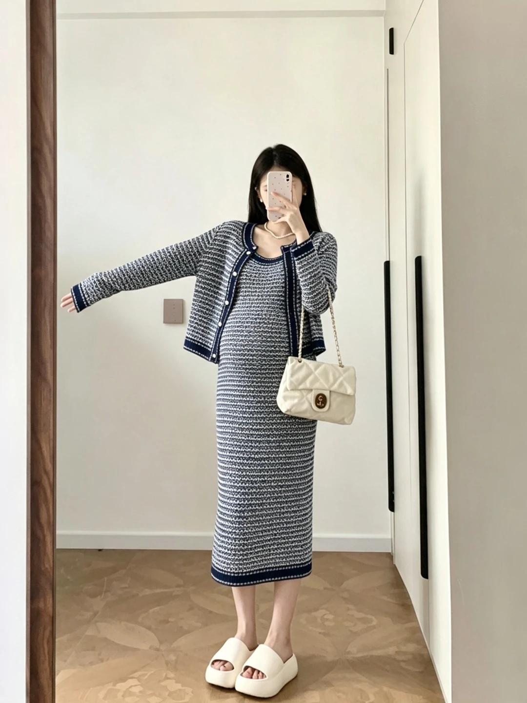 pregnant-women-autumn-winter-knitted-slim-fit-dress-set-2-pieces-round-neckline-sleeveless-vest-skirt-style-casual-wear