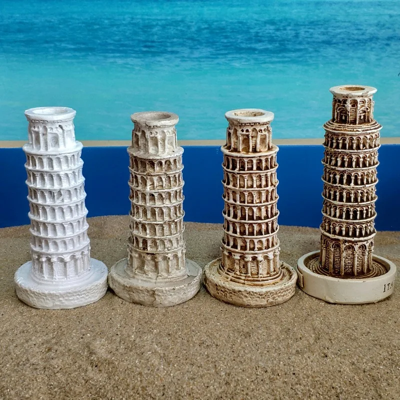 Italy Leaning Tower of Pisa Tower Resin Ornaments Resin Psychological Sand Table Accessories ArtwareToy Figures Desktop Ornament