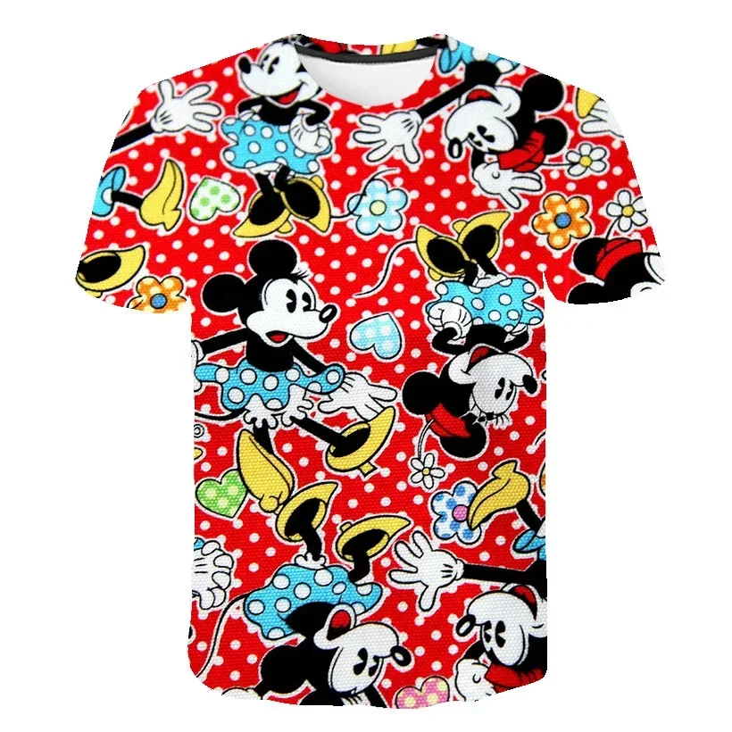 Kaus anak laki-laki lengan pendek, Mickey Mouse, Kaus anak laki-laki motif 3D kasual lengan pendek, atasan Mickey, baju anak-anak lucu longgar leher O