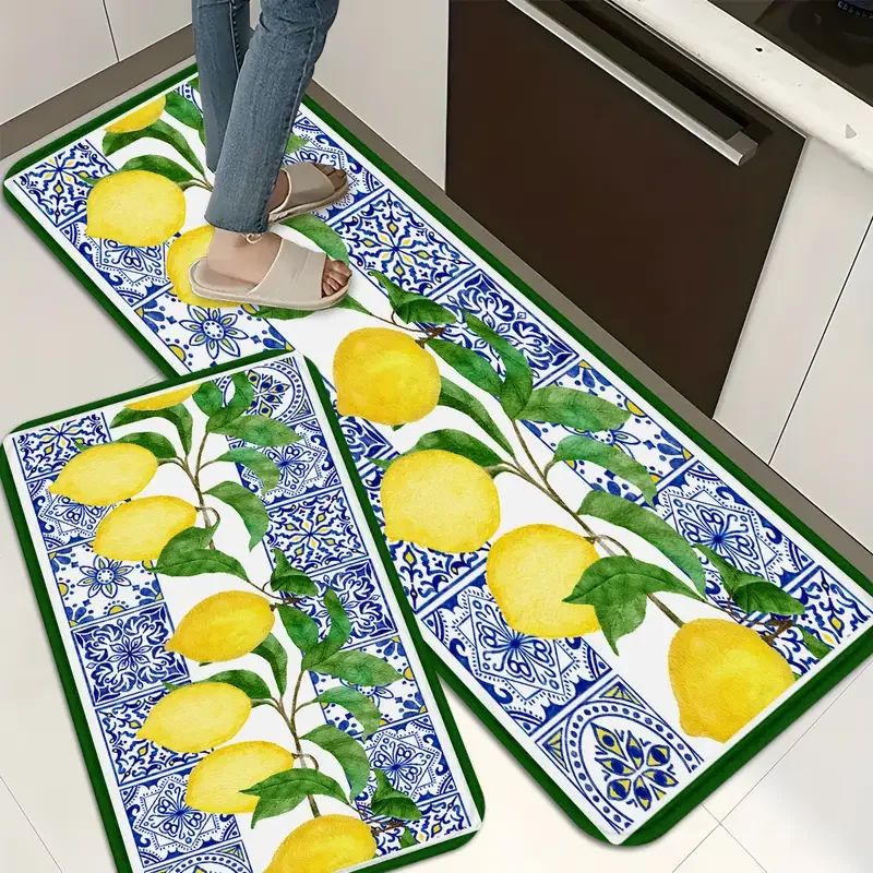 Summer Lemon Fruit Ceramic Tile Kitchen Mat Decor Carpet for Living Room Corridor Balcony Rug Bathroom Anti-slip Floor Mat Decor
