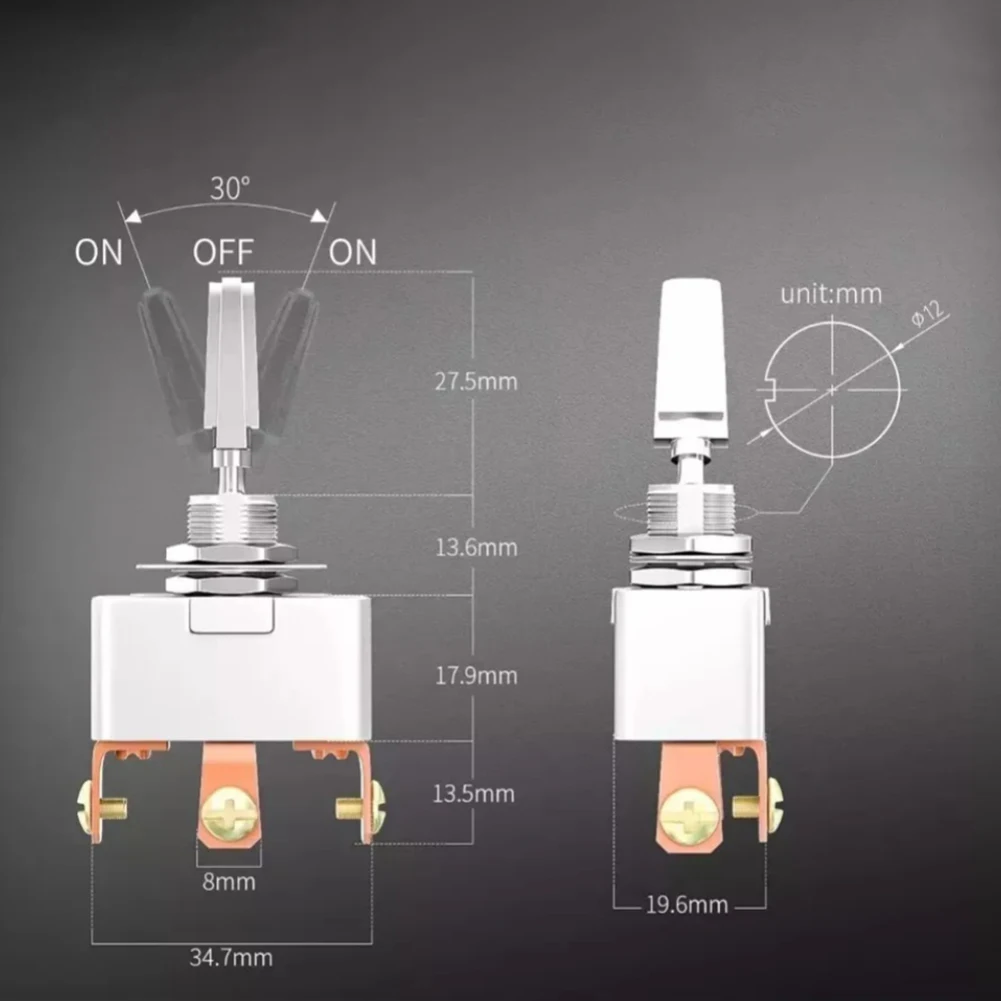 3 Way Toggle Switch 3 Position Toggle Switch Chrome Finish Compatible With Various Fuses DC Current Automotive Use