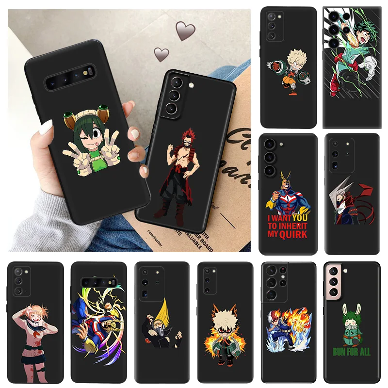 Soft Case for Samsung S24 Plus S23 S22 S21 Ultra S20 fe S10 5G S10e Lite Midoriya Izuku My Hero Academia Black Phone Cases Cover