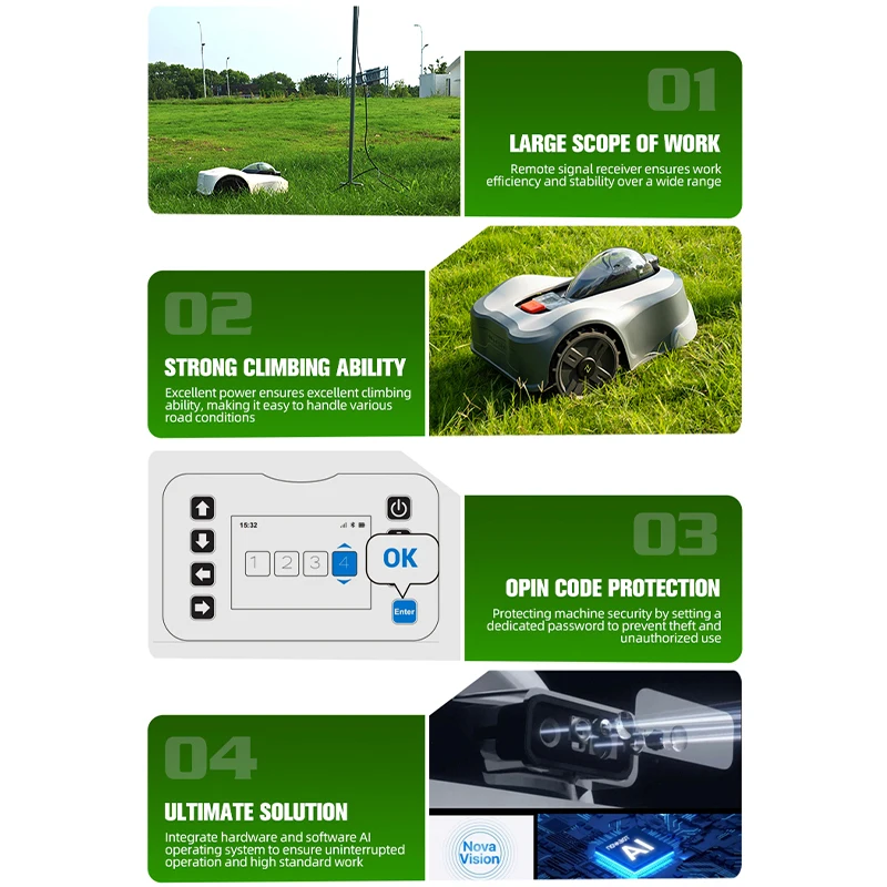 STLF高効率全自動芝刈り機 電動スチールロボット 携帯電話接続 DIYガーデン 庭園