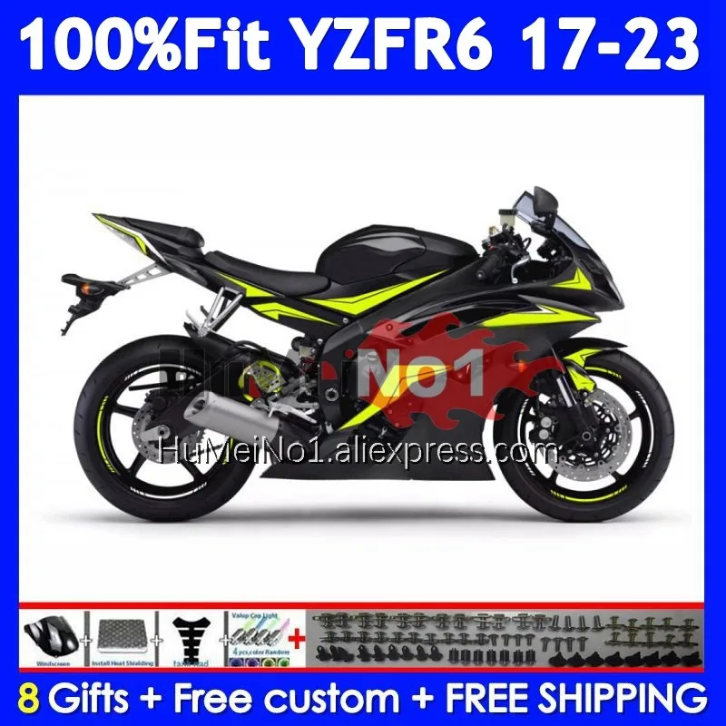 Body For YAMAHA YZF R6 YZF600 YZFR6 17 18 19 20 21 22 23 Matte Black 360No.100 YZF-R6 2017 2018 2019 2020 2021 2022 2023 Fairing