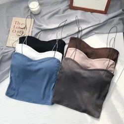 Women Camis Summer Vest Tops Sleeveless Cotton Bustier with Pads Soft Wear-resistant Vest Crop Top Seamless Bralette Tees