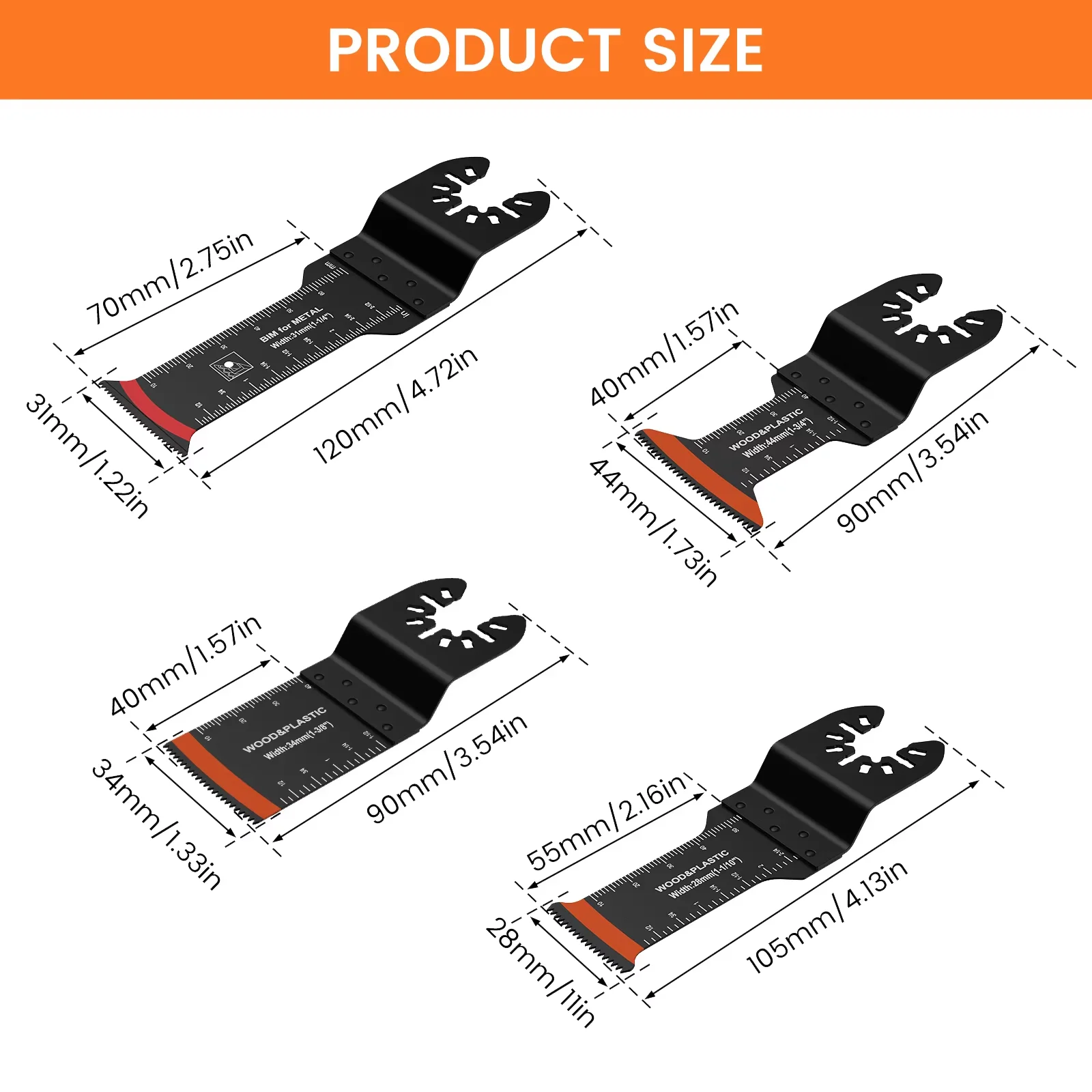 4/56PCS Oscillating Multitool Blade High Carbon Steel Arc Edge Cutting Saw Blade Quick Release Multi Tool Saw Blade For Wood PV