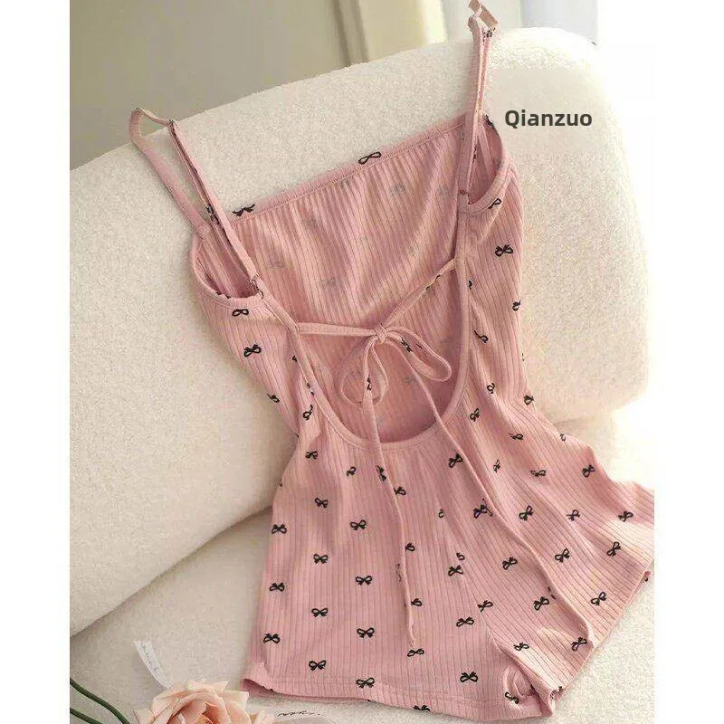 Sexy Pure Desire Cotton Nightgown Women's  Knot Bodycon One-Piece Sleepwear Short Sleeve Soft Cotton Summer Dress