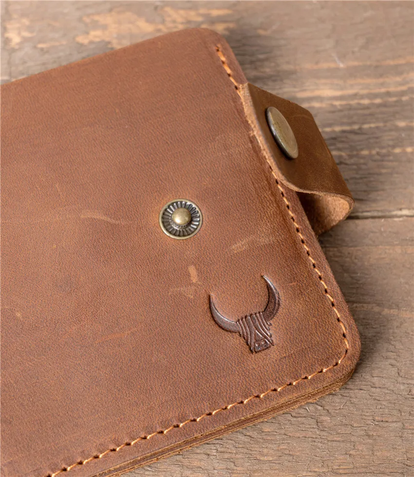 Men's Vintage Wallet RFID Blocking Man Cow Genuine Leather Wallet Male Handmade Billfold Coin Purse Short Wallet