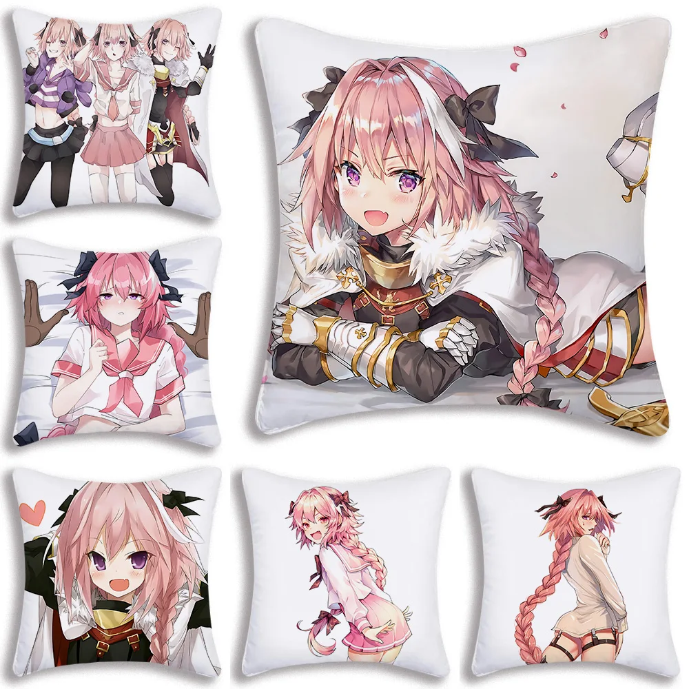 

Fate Apocrypha Astolfo Anime Pillow Covers Cartoon Sofa Decorative Home Double-sided Printing Short Plush Cute Cushion Cover