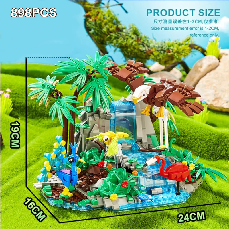 Animali Serie Eco Building Blocks MOC Assemblaggio tecnico creativo Piccole particelle Mattoni Kit Ornamenti per la casa fai da te Regali # T3