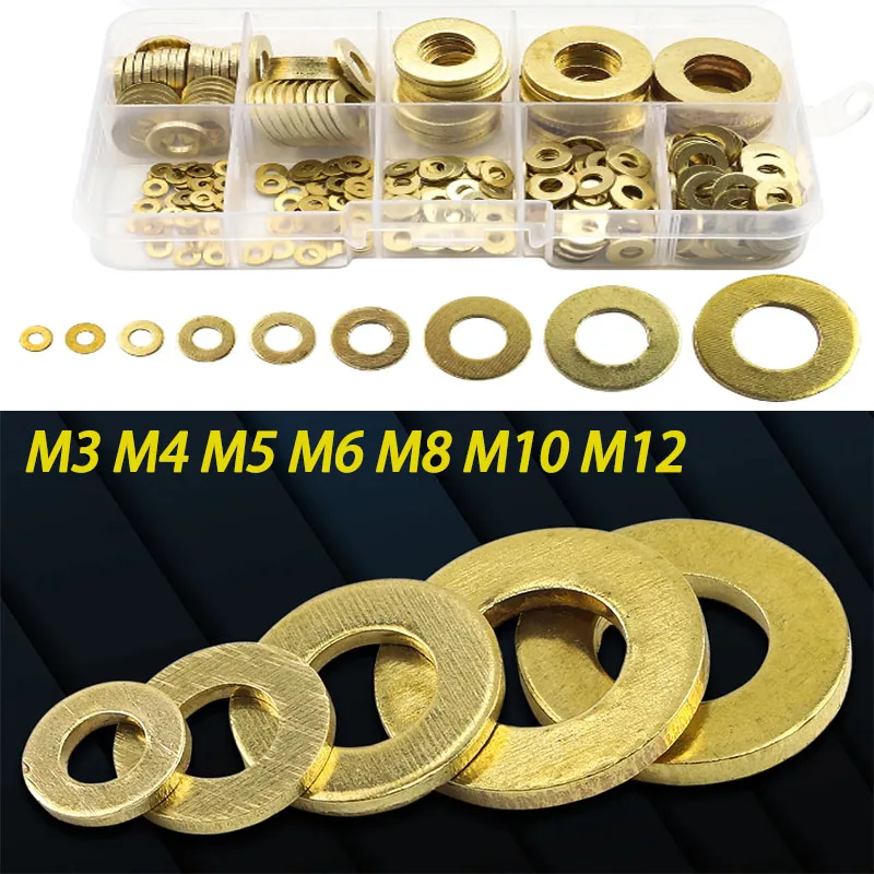 

2/10/100pcs M3 M4 M5 M6 M8 M10 M12 GB97 Metric Brass Flat Gasket Fastener Pure Circular meson for Screw Bolt Plain Washer