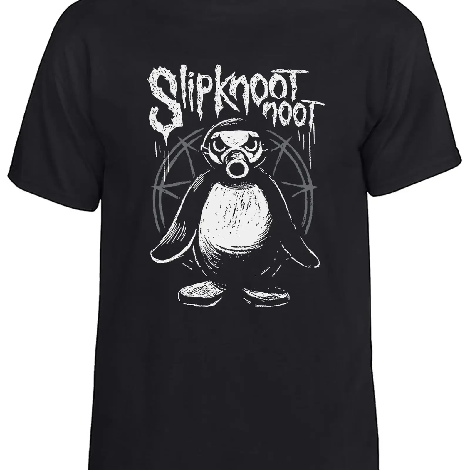 Slipknoot noot T Shirt Pingu Pinguin Herren Vintage Lustig Rock Musik Top vintage Washed Versatile fashion Casual Breathable