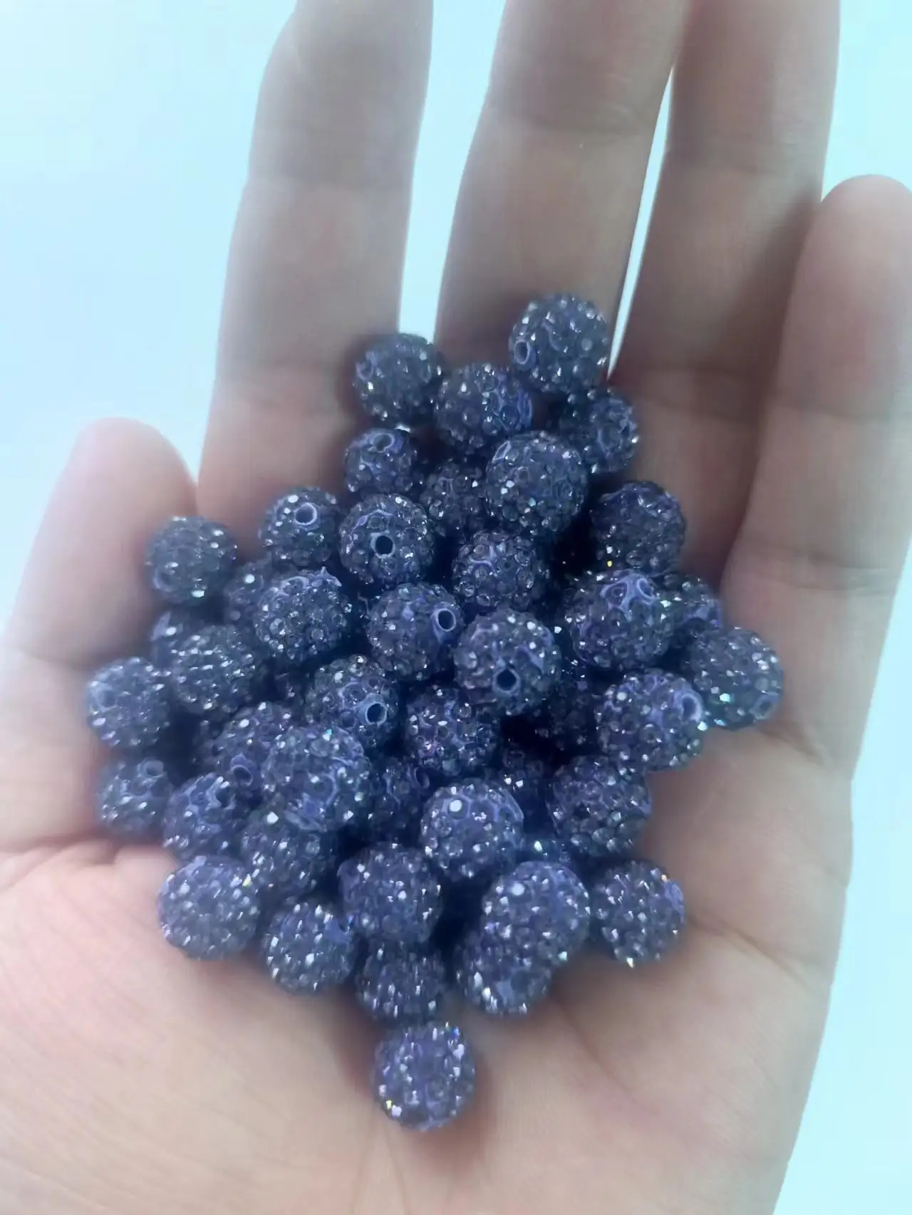 50pcs/lot  6 Rows Quality 10mm 30 Colors 2 Holes Polymer Clay Glitter  Crystal Ball Shambhala Beads DIY Loose Beads  b6