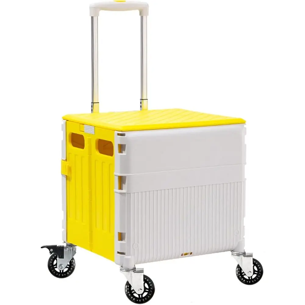 

Folding Utility Trolley with 360° Swivel Wheels, 65L Storage Capacity, Portable Shopping Cart in Gray and Yellow