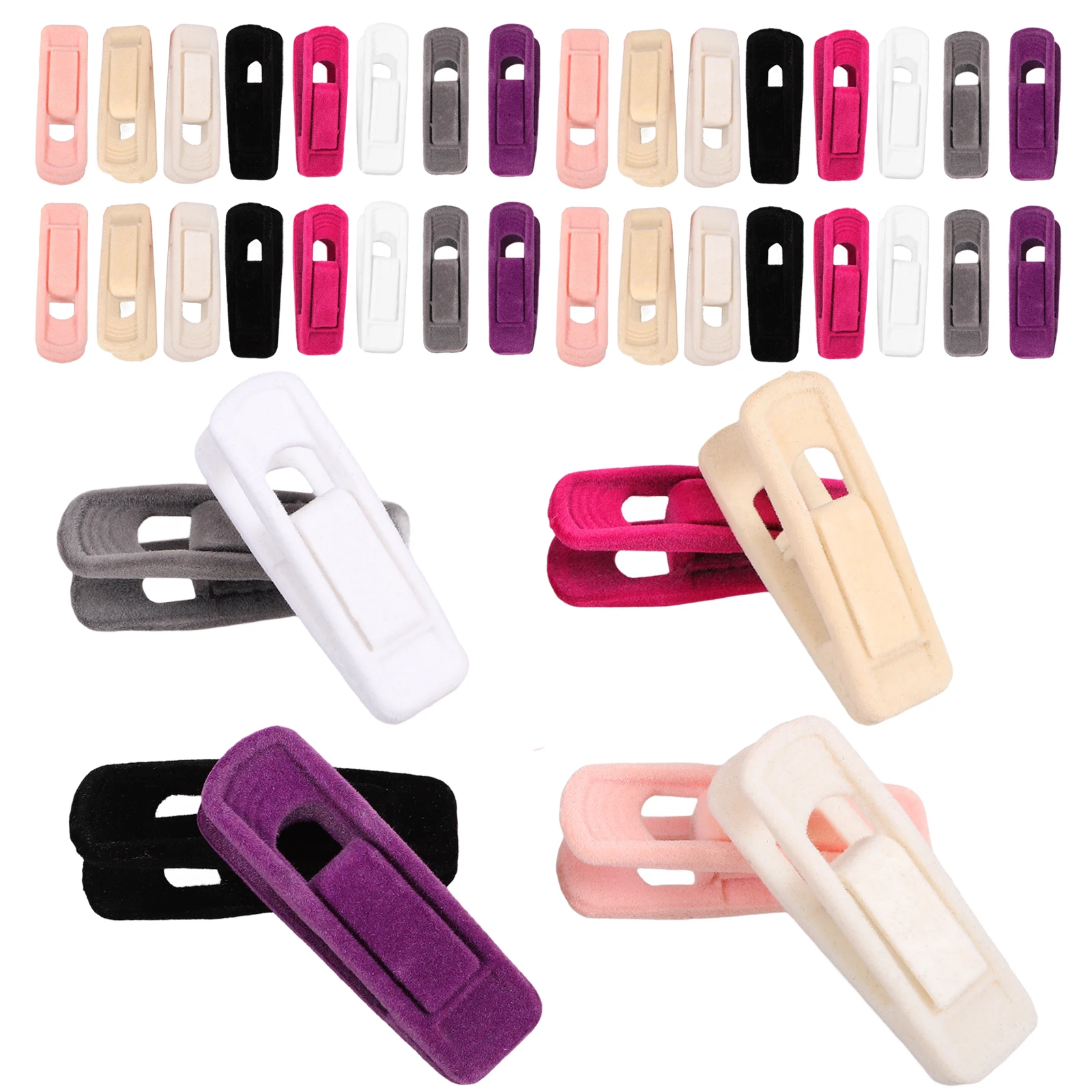 

40Pcs Velour Hangers Clips Multifunctional Clothes Hanger Clip For Pants Skirts Shirts Clothing