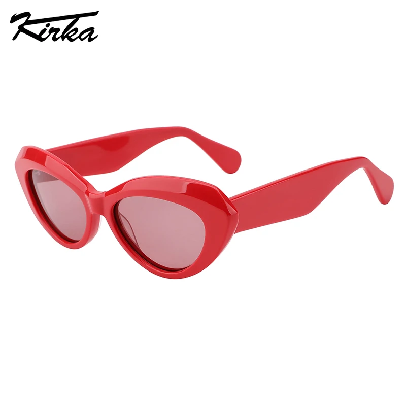 Kirka Polarized Sunglasses Female Fashion Triangle Cat Eye Optical Famous Brand Thick Frames Wide Temple in 4 Colors WD5079