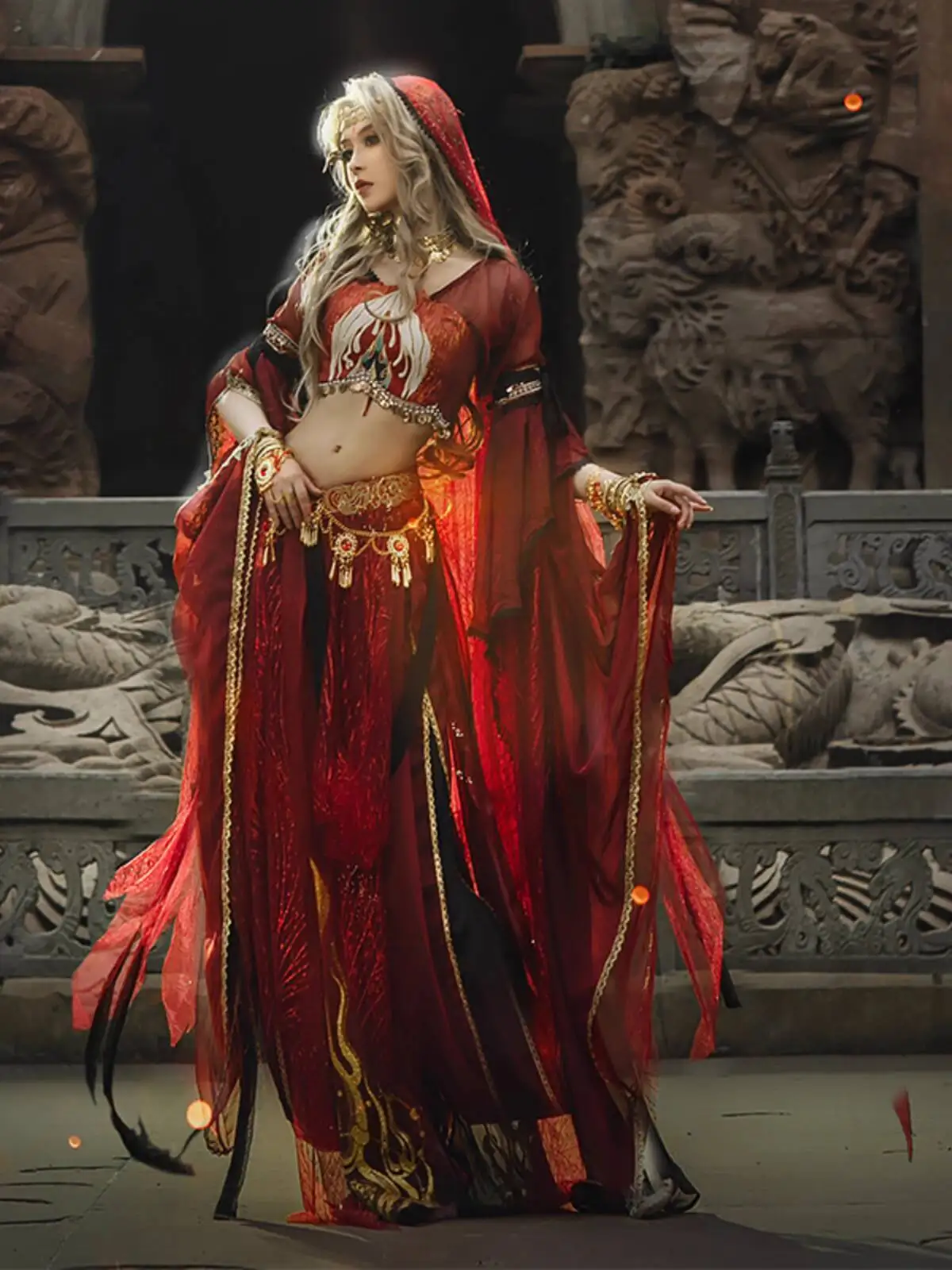 New Exotic Style Western Region Skirt Dunhuang Heavy Industry Hanfu Women Han Elements Fiesta Carnival Halloween Cos Cosplay