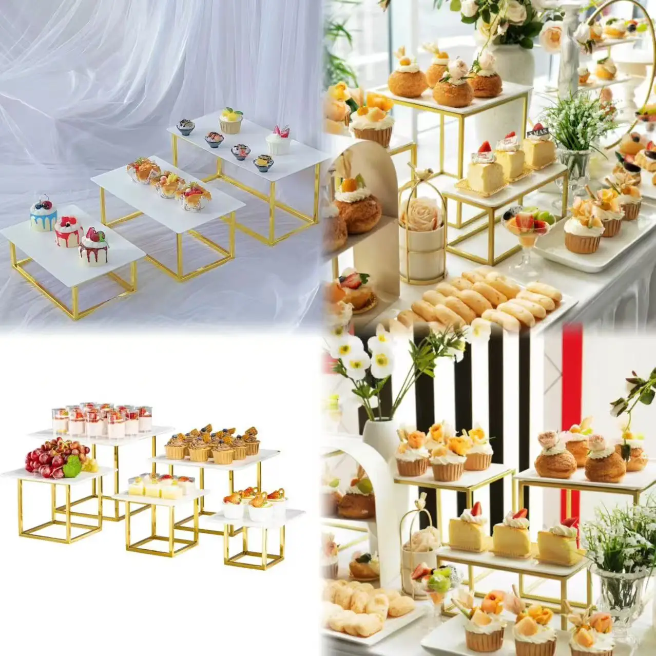 

Wedding Cake Drinking Dessert Table Buffet Sweet Food Cupcake Stand Acrylic Trays , Buffet Banquet Tea Break Candy Metal Holder