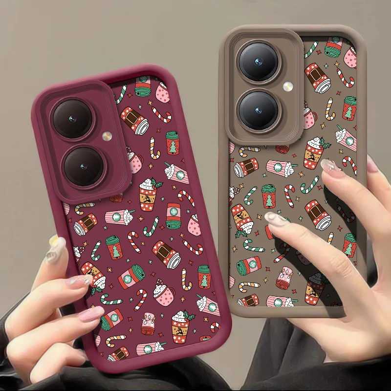 Funda de teléfono navideña a la moda para Xiaomi Poco F5 Pro F3 GT F2 F7 Ultra F4 X4 NFC X3 X7 X6 X5 Pro café té funda suave a prueba de golpes