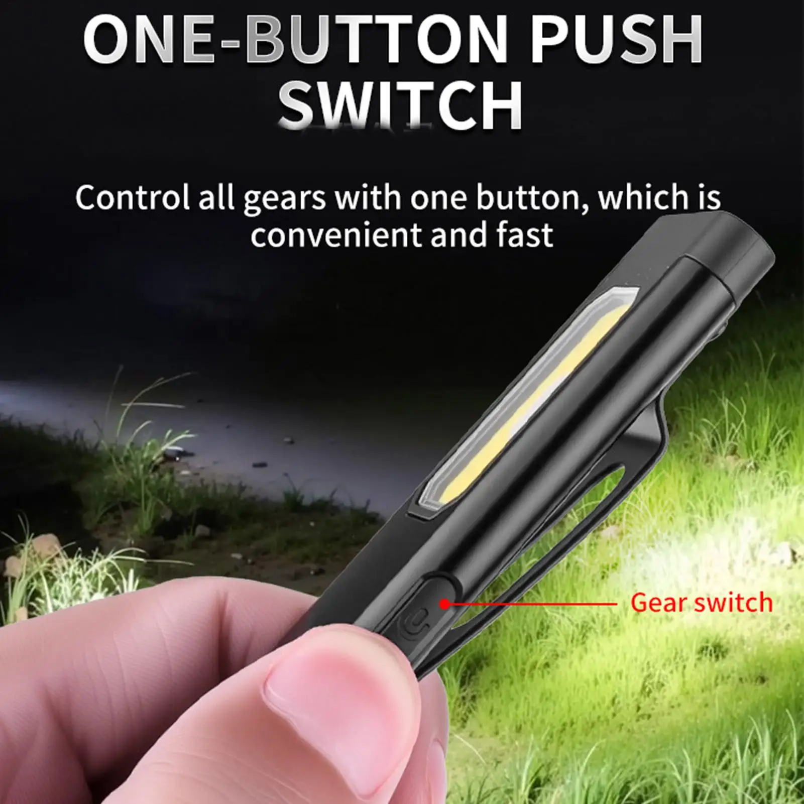 

Фонарик перезаряжаемый мощный водонепроницаемый светильник с зажимом на ручных фонариках с магнитным хвостом для пеших прогулок, прогулок на открытом воздухе