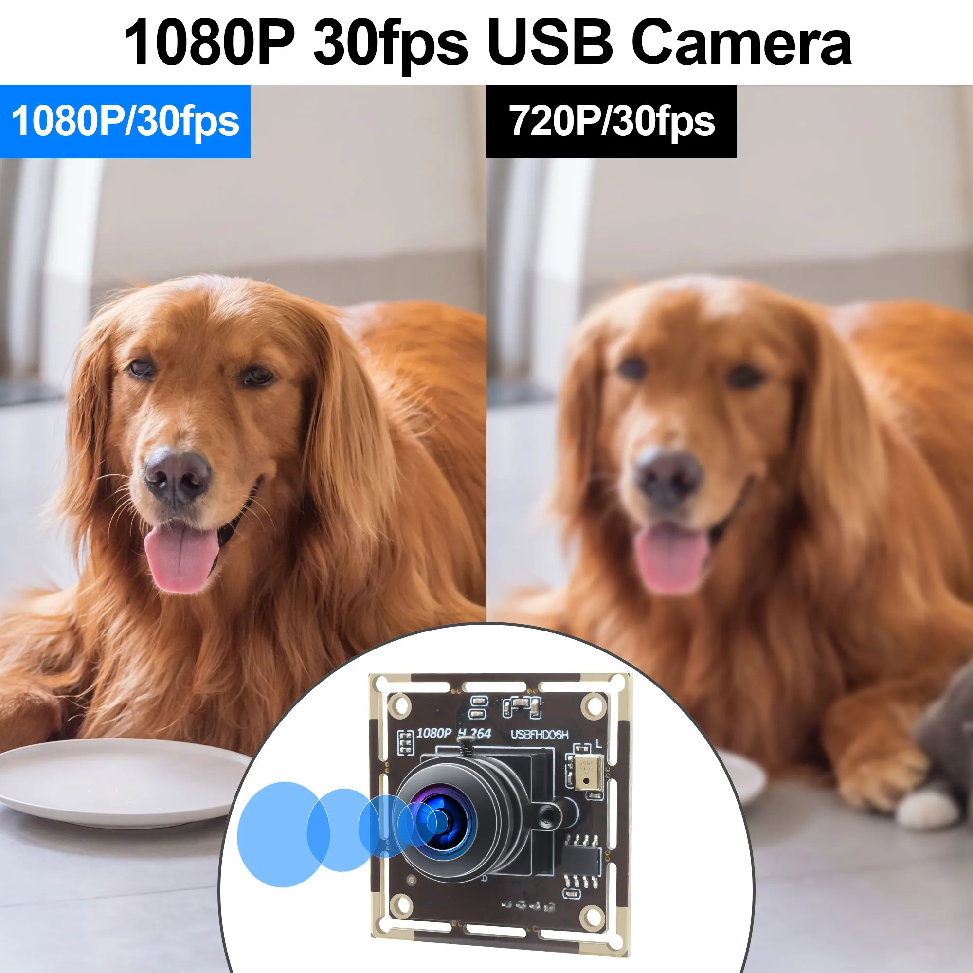 Módulo de cámara USB ELP de 2MP, poca luz 0.01Lux, H.264, ojo de pez gran angular, con micrófono, para sistemas industriales, PC Windows Mac