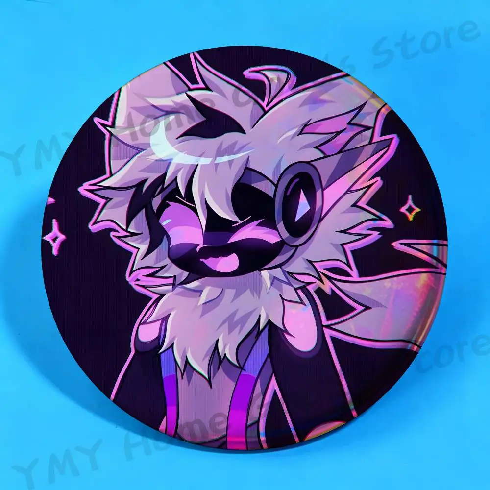 Purple Grumpy Protogen Brooches for Bag Decor Jewelry Accessories Gift 25/32/44/58/75mm Round Cartoon Badges