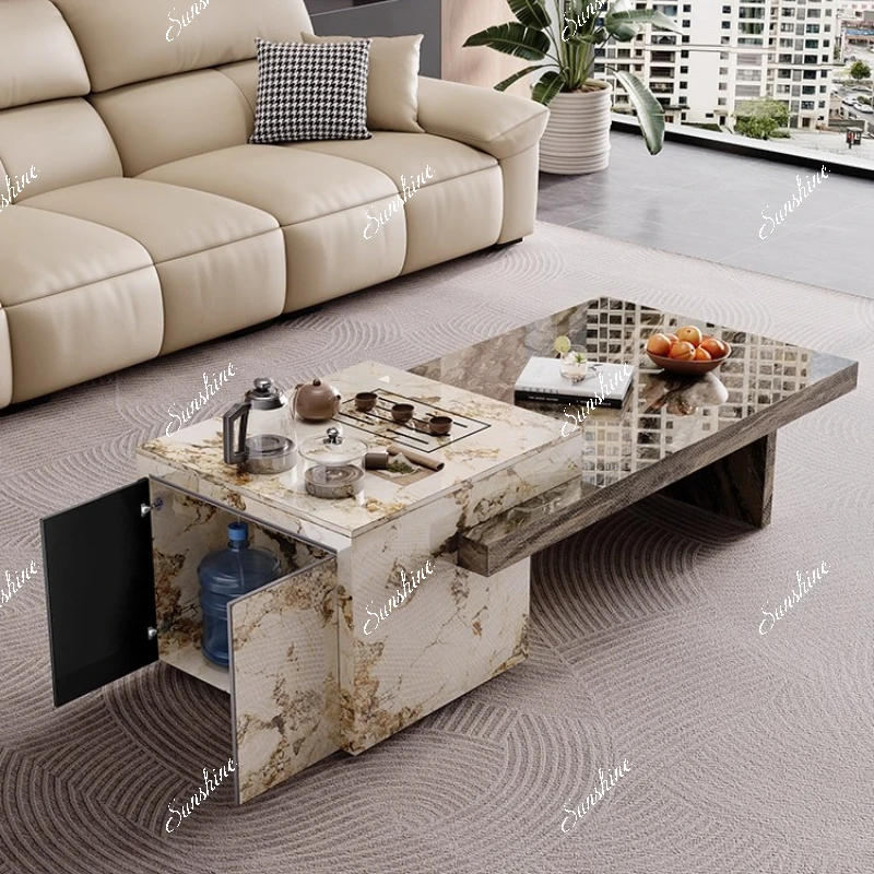 Rock slab island coffee table living room home balcony kettle tea set integrated tea table