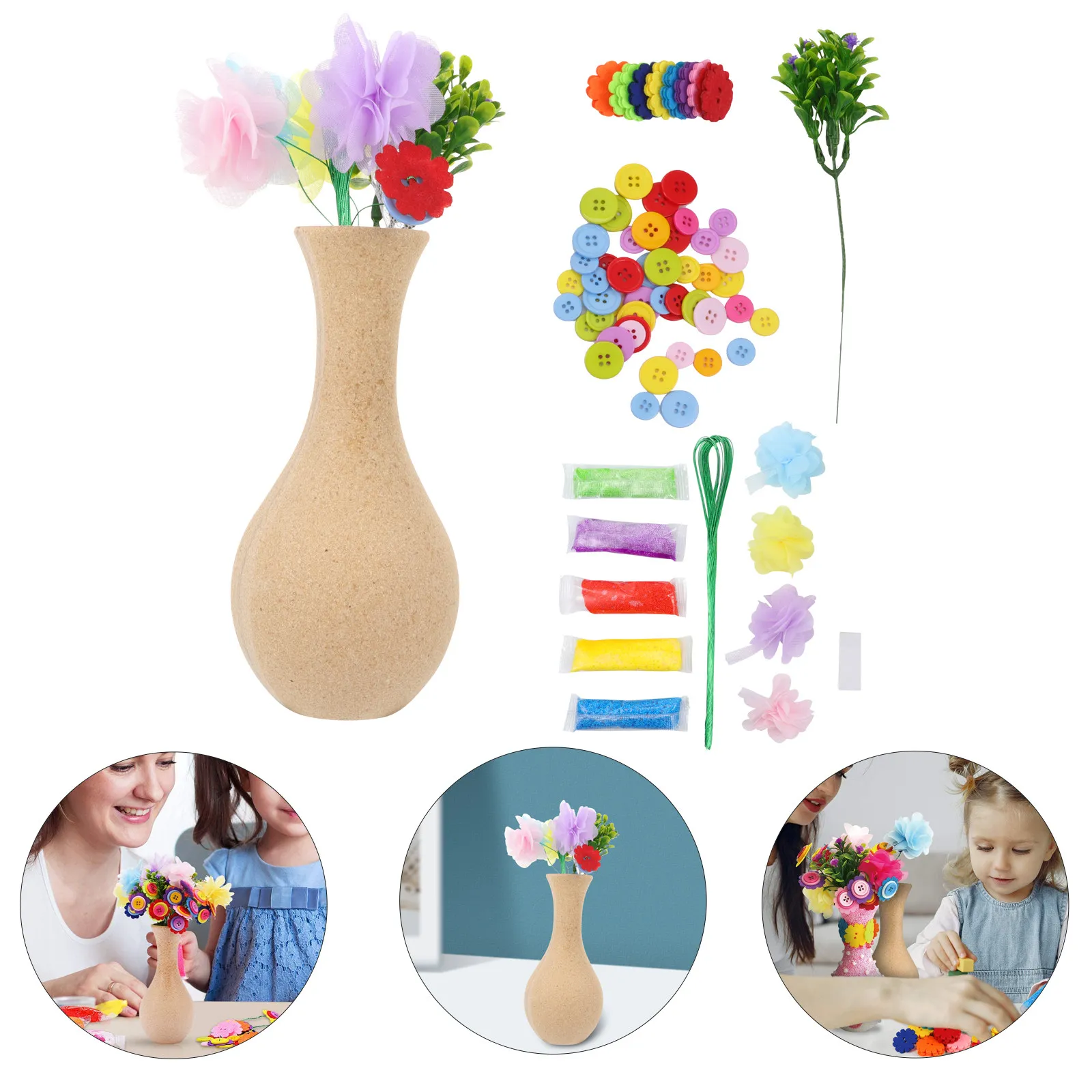 2Sets Vase Art Kit for DIY Flower Craft Set Stimulates Imagination Develops Patience Perfect for Christmas Parties
