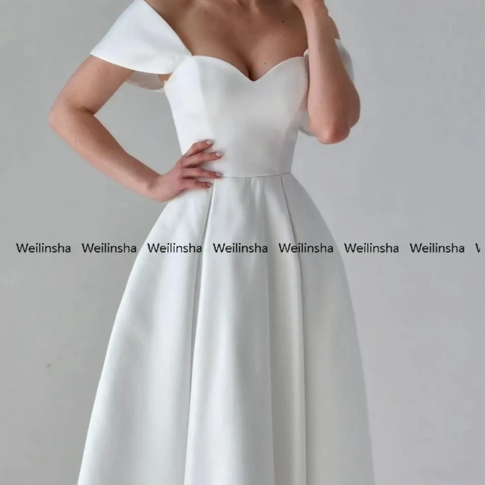 Customized Summer Cheap Stretch Satin Wedding Dresses White Sweetheart Women Dress Off Shoulder Bridal Gowns 2026