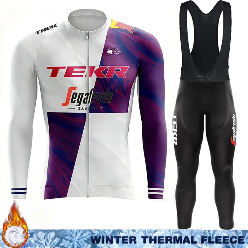 

Cycling Clothing Man Winter Thermal Fleece Jersey TEKR Uniform Men's Pants Bicycles Bib Set Jackets Mtb Outfit Suit Retro Termal