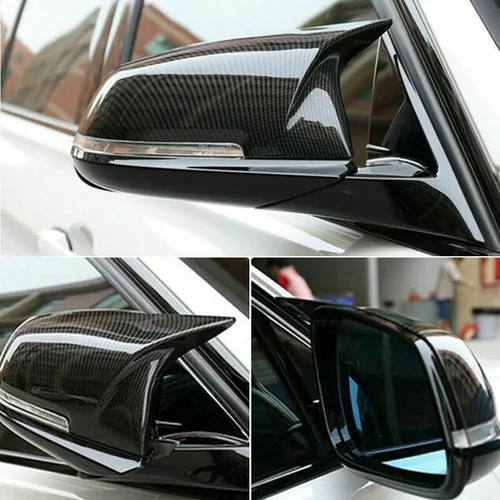 Imagen 2 del producto Cubierta de espejo retrovisor para BMW 1, 2, 3 4 Series F20 F21 F30 F31 F32 F36 X1 E84 negro/patrón de carbono tapa de repuesto accesorios de coche