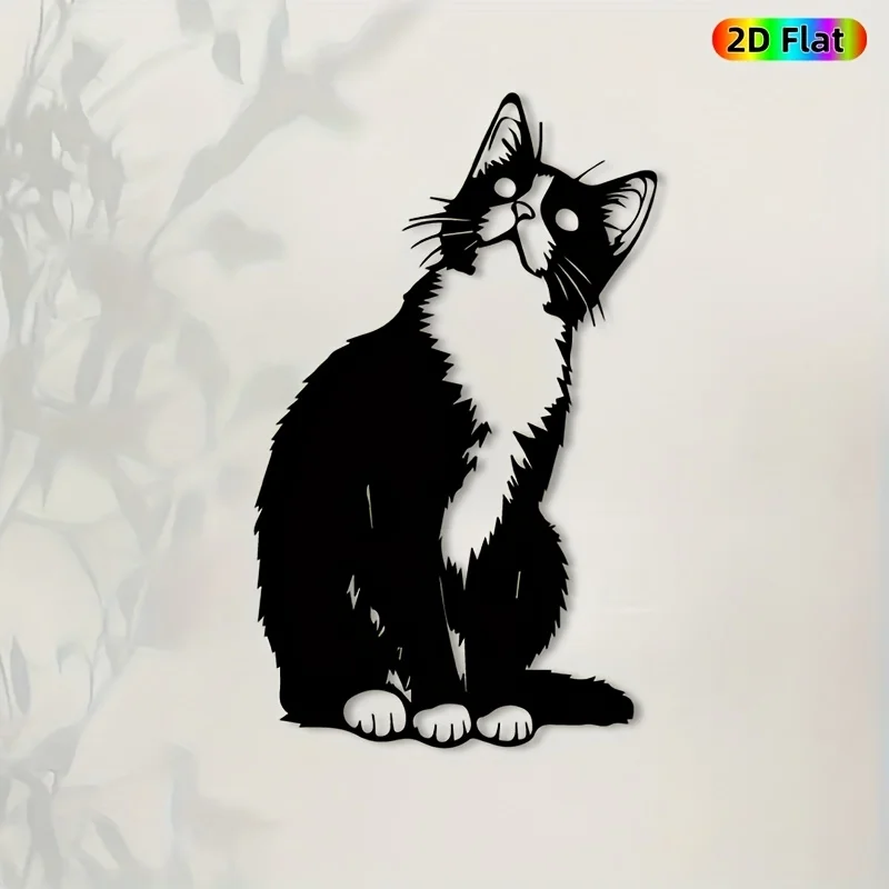 Vintage Katzen-Wandkunst aus Eisen, Rostfreie Metalldekoration für Wohnzimmer, Zaun, Halloween, Weihnachten, Geschenk für Katzenliebhaber, Rostfreies Ornament