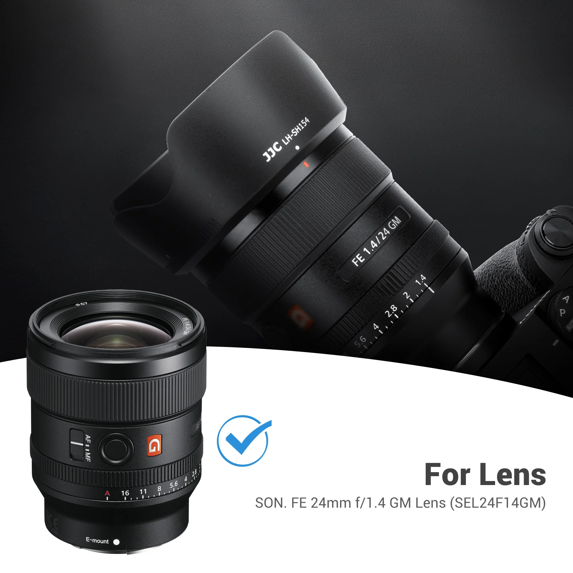 JJC ALC-SH154 Bayonet Reversible Lens Hood Shade for Sony FE 24mm f/1.4 GM Lens SEL24F14GM, Replaces Sony ALC-SH154 Lens Hood