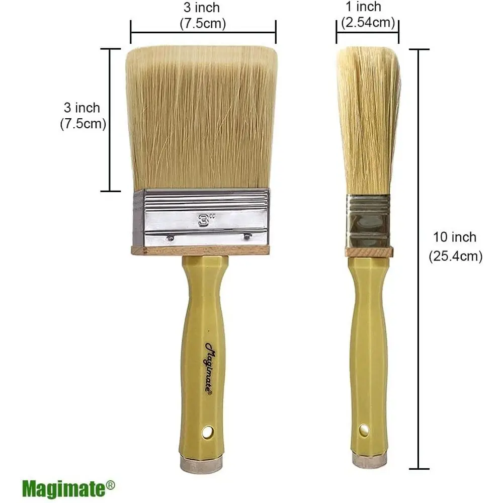 3 Inch Block Stain Brush, Thick Paint Brush, Deck Stain Applicator, Bristle Brush for Emulsion, Dusting and Utility Staining Bru