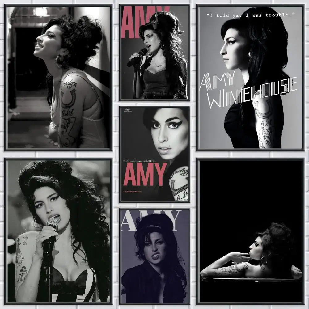 A-Amy W-Winehouse Poster Adesivos de parede modernos e elegantes para decoração de casa, sala de estar, dormitório, arte de parede